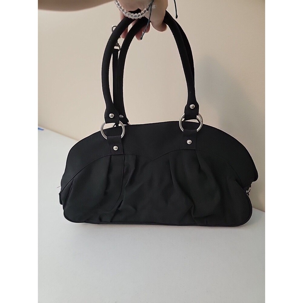 Baggallini Black Shanghai Satchel Nylon Tote Travel Purse Shoulder Large 19x11 - Picture 12 of 14